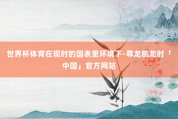世界杯体育在现时的国表里环境下-尊龙凯龙时「中国」官方网站