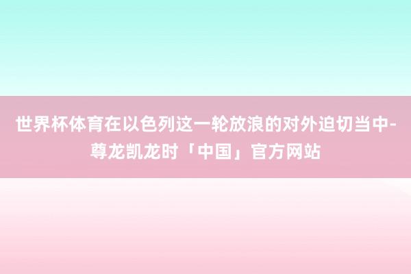 世界杯体育在以色列这一轮放浪的对外迫切当中-尊龙凯龙时「中国」官方网站