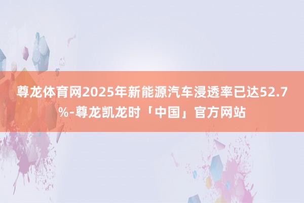 尊龙体育网2025年新能源汽车浸透率已达52.7%-尊龙凯龙时「中国」官方网站